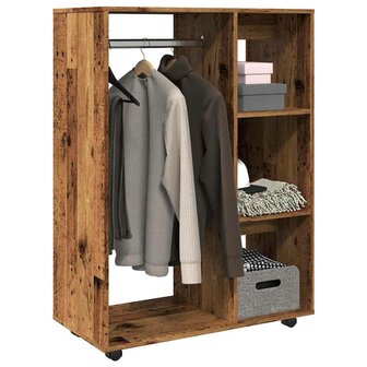 Kledingkast 80x40x110 cm bewerkt hout oud houtkleurig 1
