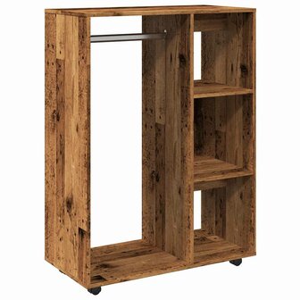 Kledingkast 80x40x110 cm bewerkt hout oud houtkleurig 2