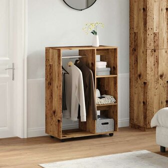 Kledingkast 80x40x110 cm bewerkt hout oud houtkleurig 3