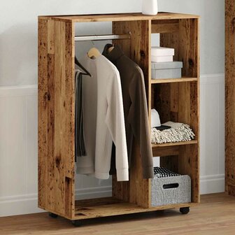 Kledingkast 80x40x110 cm bewerkt hout oud houtkleurig 4