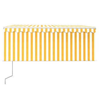 Luifel met rolgordijn, LED en windsensor 3,5x2,5 m geel en wit   3
