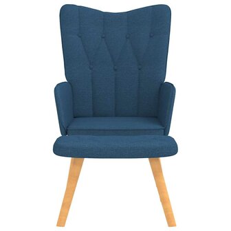 Relaxstoel met voetenbank stof blauw 8