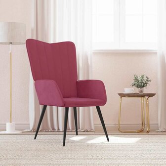 Relaxstoel fluweel wijnrood 1