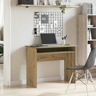 Bureau 90x50x74 cm bewerkt hout artisanaal eikenkleur 3