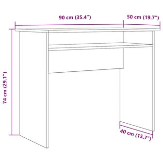 Bureau 90x50x74 cm bewerkt hout artisanaal eikenkleur 9