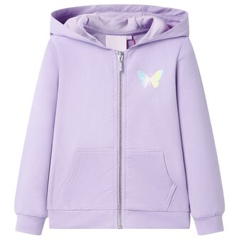 Kindervest met capuchon 104 lila 1