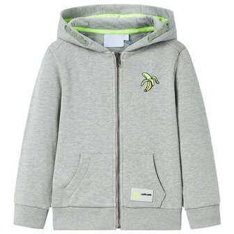 Kindervest met capuchon en rits 92 gem&ecirc;leerd lichtkaki 1