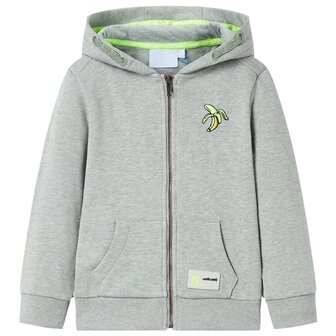 Kindervest met capuchon en rits 104 gem&ecirc;leerd lichtkaki 1