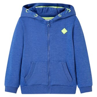Kindervest met capuchon en rits 92 gem&ecirc;leerd blauw 1