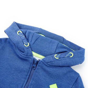 Kindervest met capuchon en rits 92 gem&ecirc;leerd blauw 3