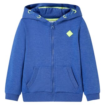 Kindervest met capuchon en rits 128 gem&ecirc;leerd blauw 1