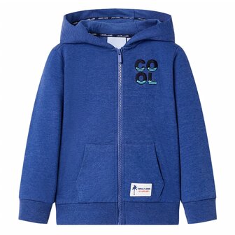 Kindervest met capuchon en rits 92 gem&ecirc;leerd donkerblauw 1