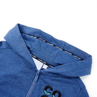 Kindervest met capuchon en rits 92 gem&ecirc;leerd donkerblauw 3