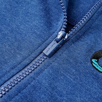 Kindervest met capuchon en rits 92 gem&ecirc;leerd donkerblauw 4