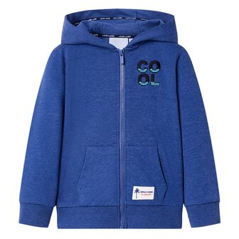 Kindervest met capuchon en rits 116 gem&ecirc;leerd donkerblauw 1