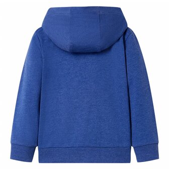 Kindervest met capuchon en rits 128 gem&ecirc;leerd donkerblauw 2