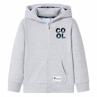 Kindervest met capuchon en rits 128 grijs 1