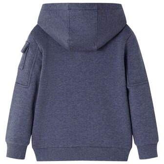 Kindervest met capuchon en rits 104 gem&ecirc;leerd donkerblauw 2