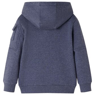 Kindervest met capuchon en rits 116 gem&ecirc;leerd donkerblauw 2