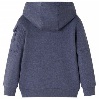 Kindervest met capuchon en rits 128 gem&ecirc;leerd donkerblauw 2