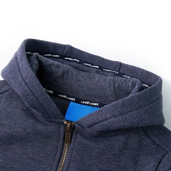 Kindervest met capuchon en rits 128 gem&ecirc;leerd donkerblauw 3