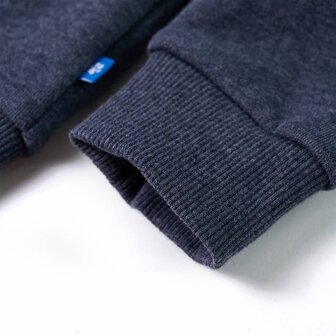 Kindervest met capuchon en rits 128 gem&ecirc;leerd donkerblauw 7