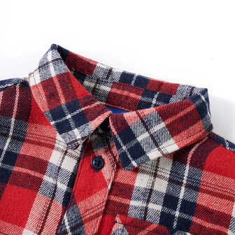 Kinderoverhemd geruit 92 rood en marineblauw 3