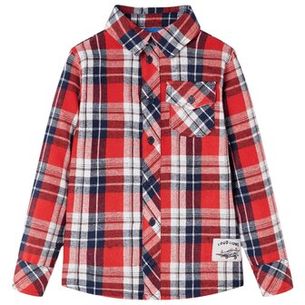 Kinderoverhemd geruit 116 rood en marineblauw 1