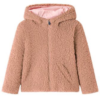 Kinderjas met capuchon 104 Teddy kunstvacht lichtcognackleurig 1