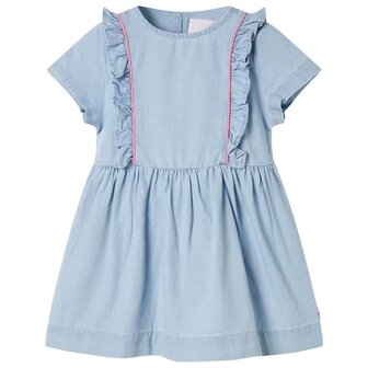 Kinderjurk met ruches 116 zachtblauw 1