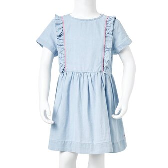 Kinderjurk met ruches 116 zachtblauw 8