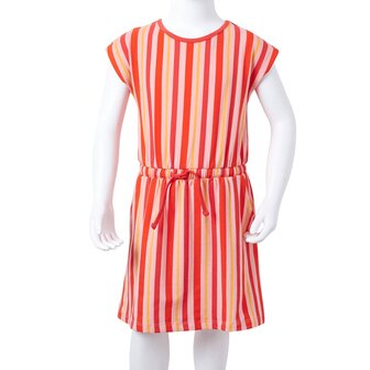 Kinderjurk met trekkoord 140 roze en rood 8