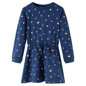 Kinderjurk met lange mouwen 92 marineblauw 1