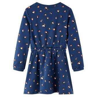 Kinderjurk met lange mouwen 140 marineblauw 2