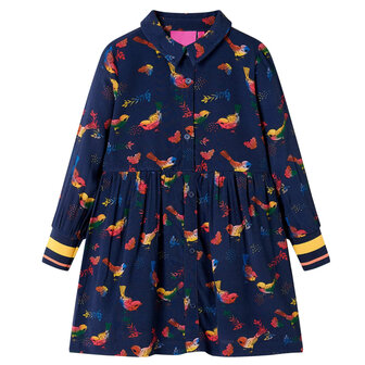 Kinderjurk met lange mouwen 128 marineblauw 1
