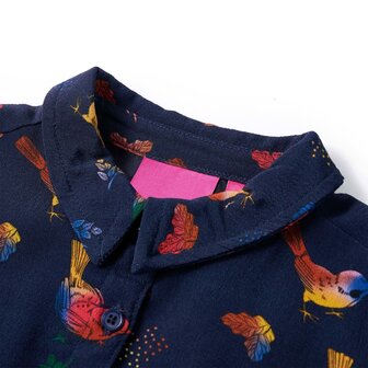 Kinderjurk met lange mouwen 128 marineblauw 3