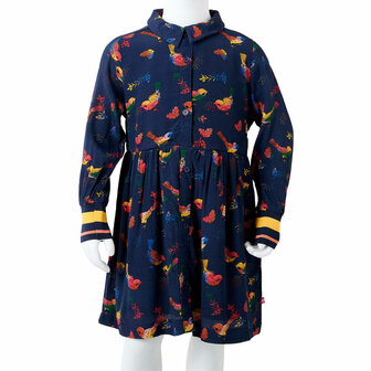 Kinderjurk met lange mouwen 128 marineblauw 8