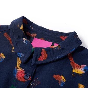 Kinderjurk met lange mouwen 140 marineblauw 3