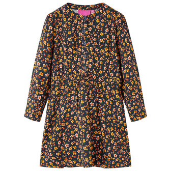 Kinderjurk met lange mouwen 128 marineblauw 1