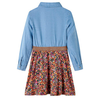 Kinderjurk met lange mouwen 92 marineblauw en denimblauw 2