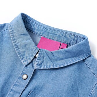 Kinderjurk met lange mouwen 92 marineblauw en denimblauw 3