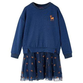 Kinderjurk met lange mouwen 92 marineblauw 1
