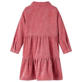Kinderjurk met lange mouwen ribfluweel 92 oudroze 2