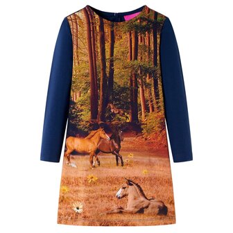 Kinderjurk met lange mouwen 116 marineblauw 1