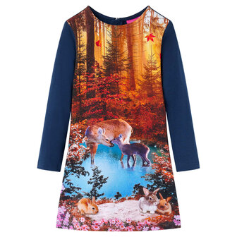 Kinderjurk met lange mouwen 92 marineblauw 1