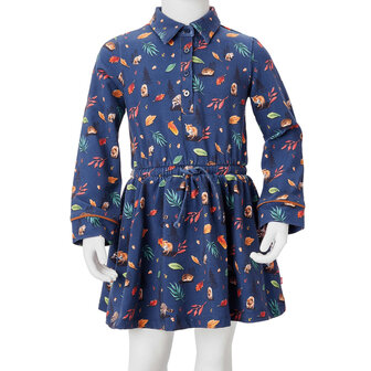 Kinderjurk met lange mouwen 92 marineblauw 8