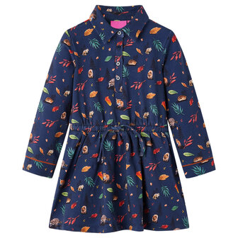Kinderjurk met lange mouwen 104 marineblauw 1