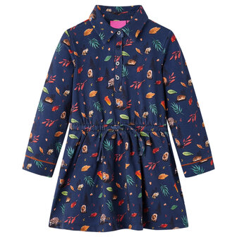 Kinderjurk met lange mouwen 140 marineblauw 1
