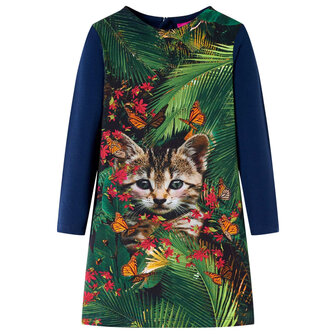 Kinderjurk met lange mouwen 92 marineblauw 1