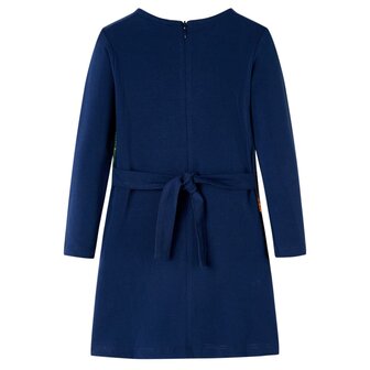 Kinderjurk met lange mouwen 128 marineblauw 2